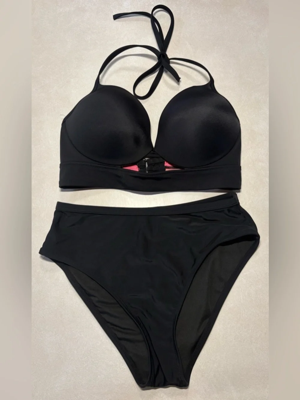 PINK Victoria's Secret Black Halter Bikini